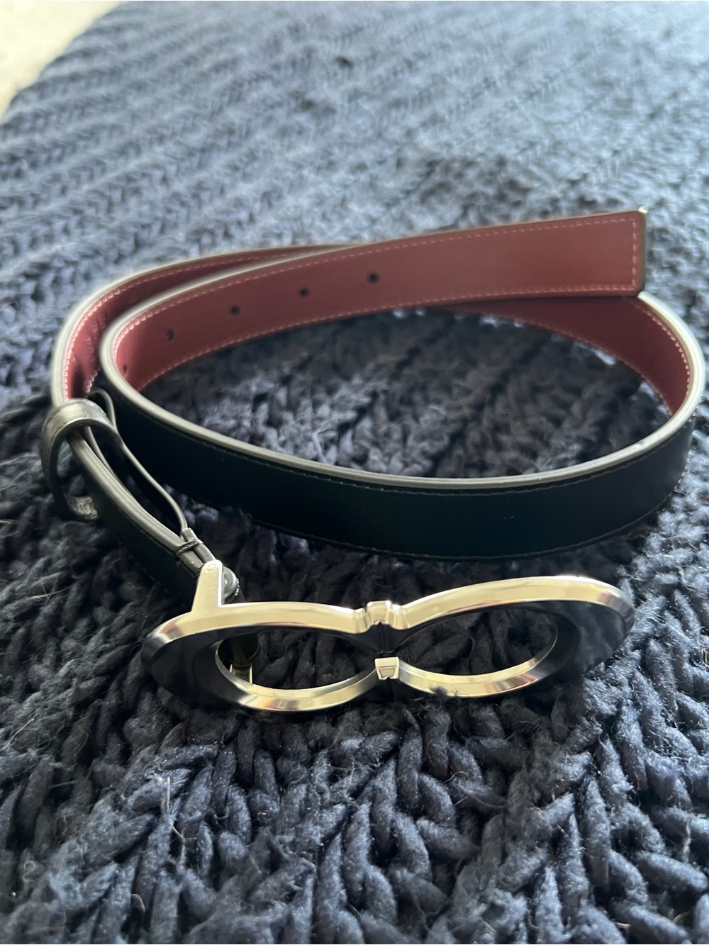 Coach Black Leather Belt with Silver Buckle